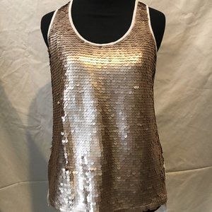 SEXY!! Gold Sequin and Beige racer back XS/TP